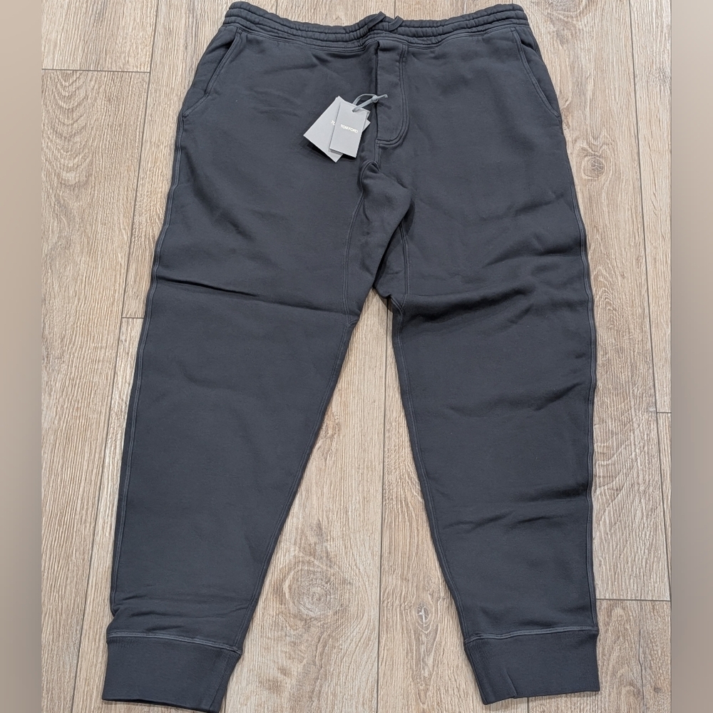 $1270 Mens TOM FORD Cotton Jersey Jogger Pants Dark Gray 54 US 38